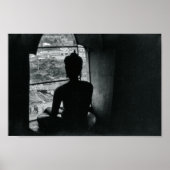 Boeddha Monochrome Meditation Asian Decor Poster (Voorkant)