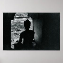 Boeddha Monochrome Meditation Asian Decor Poster