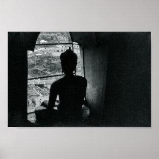 Boeddha Monochrome Meditation Asian Decor Poster