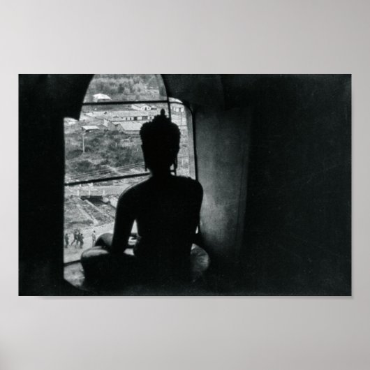 Boeddha Monochrome Meditation Asian Decor Poster (Voorkant)
