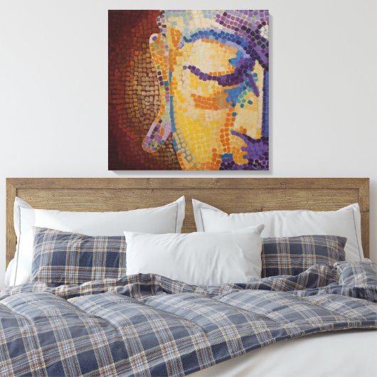 Boeddha mozaïek schilderij canvas afdruk (Insitu (Slaapkamer))