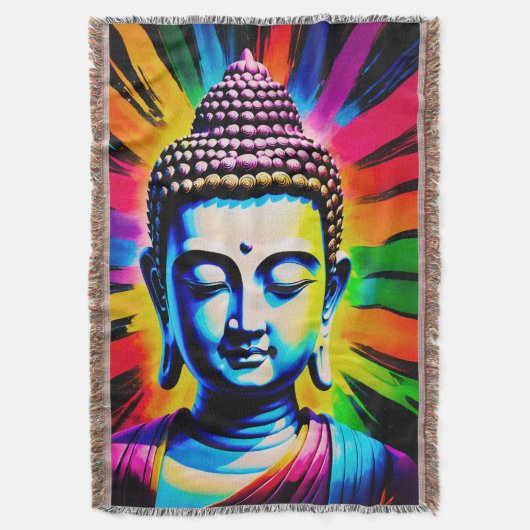 Boeddha Neon Decoratie Deken (Voorkant Verticaal)