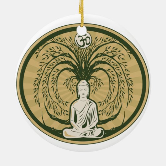 Boeddha onder de Bodhi-boom Keramisch Ornament (Achterkant)