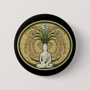 Boeddha onder de Bodhi-boom Ronde Button 5,7 Cm