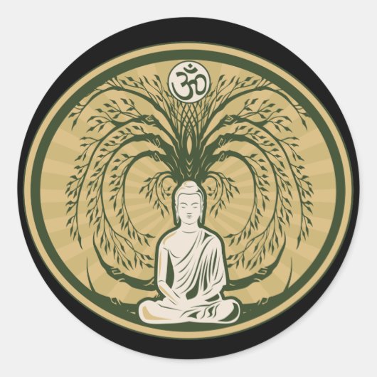 Boeddha onder de Bodhi-boom Ronde Sticker (Voorkant)