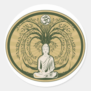 Boeddha onder de Bodhi-boom Ronde Sticker