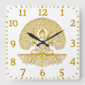 Boeddha onder de heilige boom vierkante klok (Voorkant)