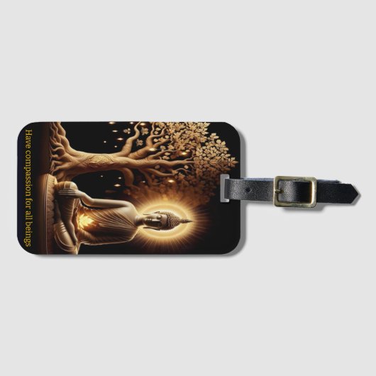 Boeddha onder een gloeiende boom bagagelabel (Voorkant (horizontaal))