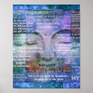 Boeddha ontwakende spirituele kunst met citaten poster