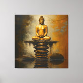 Boeddha op gestapelde stenen canvas afdruk (Voorkant)