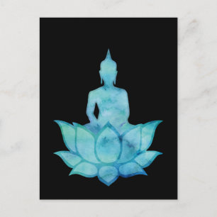 Boeddha op Lotus Blue Briefkaart