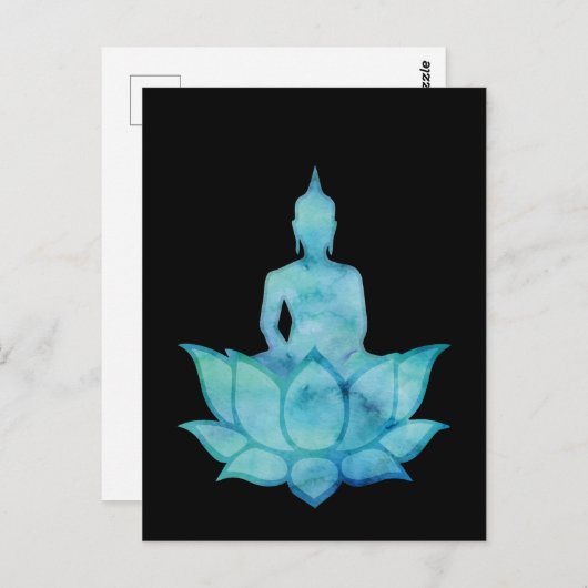 Boeddha op Lotus Blue Briefkaart (Voorkant / Achterkant)