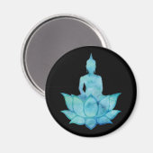 Boeddha op Lotus Blue Magneet (Voorkant / Achterkant)