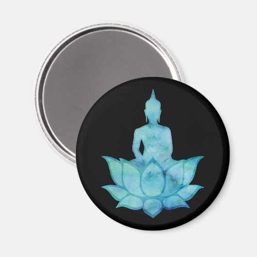Boeddha op Lotus Blue Magneet (Voorkant / Achterkant)