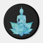 Boeddha op Lotus Blue Magneet (Voorkant)