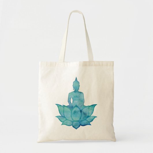 Boeddha op Lotus Blue Tote Bag (Voorkant)