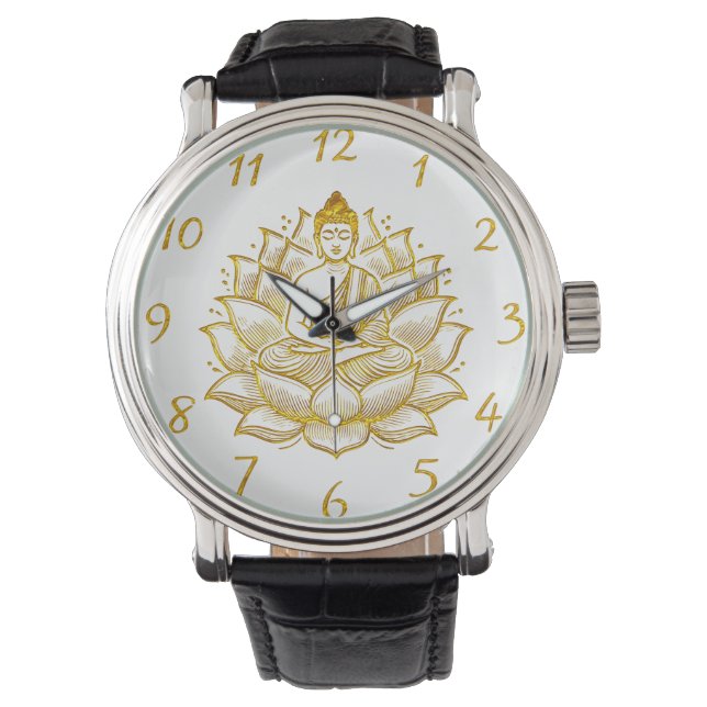 Boeddha op Lotus Flower. Horloge (Voorkant)