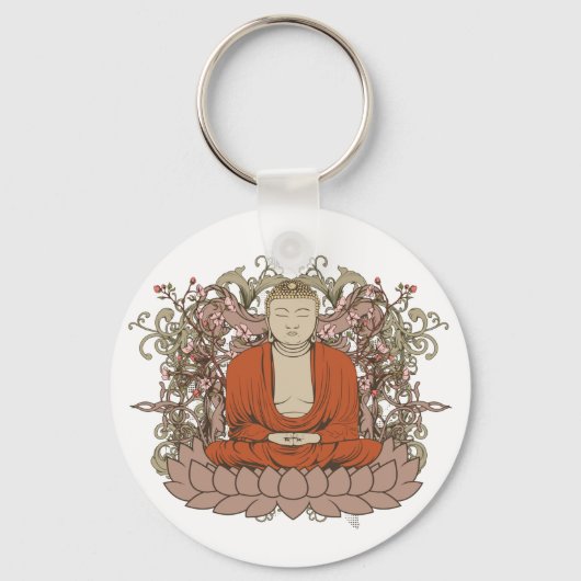 Boeddha op Lotus Flower Sleutelhanger (Voorkant)