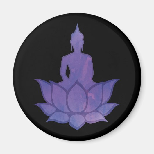 Boeddha op Lotus Paars Magnet (Voorkant)