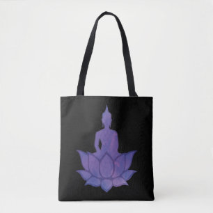 Boeddha op Lotus Paarse Canvas tas
