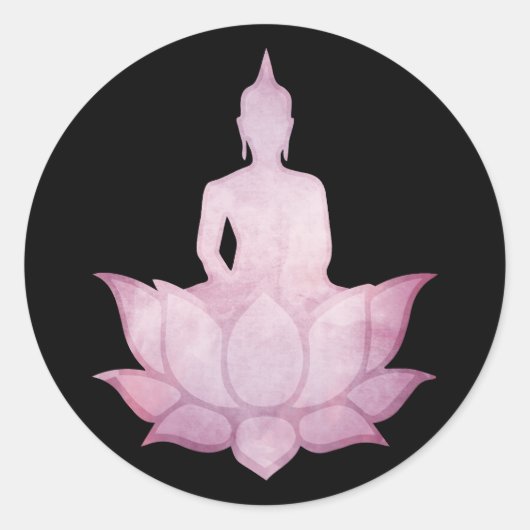 Boeddha op Lotus Pink Ronde Sticker (Voorkant)