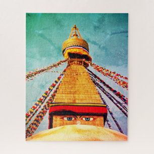 Boeddha-oyes, Boudhanath Stupa, Nepal Legpuzzel