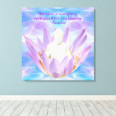 Boeddha paarse Lotusbloem Canvas Afdruk (Insitu (Houten vloer))