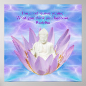 Boeddha paarse Lotusbloem Poster (Voorkant)