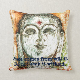 Boeddha Peace Quote Waterverf Art Sierkussen