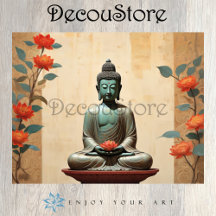 Boeddha & Pioenrozen Decoupage