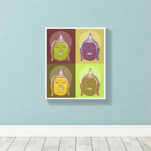 Boeddha Pop Art Retro Modern stijlvol omgepakt Can Canvas Afdruk (Insitu (Houten vloer))
