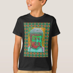 Boeddha-Pop in het Blauwgroen Groen en Rood T-shirt