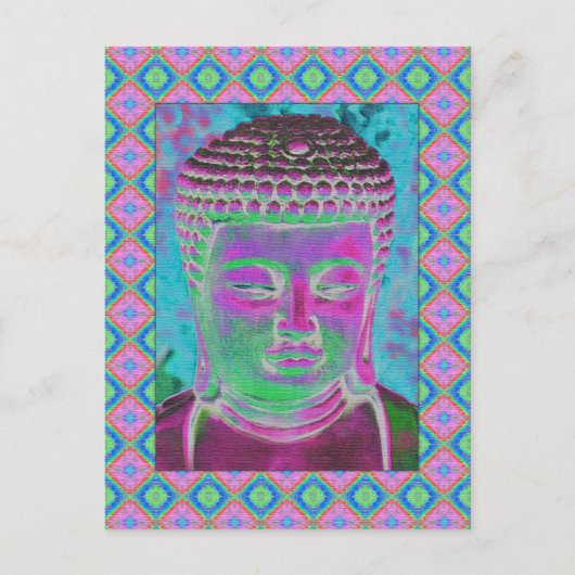 Boeddha-Pop in Magenta en Turquoise Briefkaart (Voorkant)