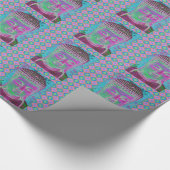 Boeddha-Pop in Magenta en Turquoise Cadeaupapier (Hoek)