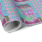 Boeddha-Pop in Magenta en Turquoise Cadeaupapier (Rol Hoek)