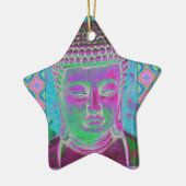 Boeddha-Pop in Magenta en Turquoise Keramisch Ornament (Links)