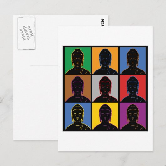 Boeddha Pop Kunst Briefkaart (Voorkant / Achterkant)