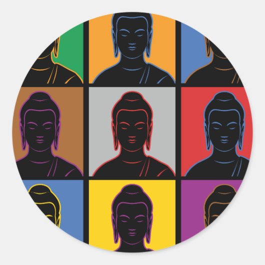 Boeddha Pop Kunst Ronde Sticker (Voorkant)