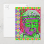 Boeddha-Pop met patchwork-grenzen in groen en rood Briefkaart (Voorkant / Achterkant)