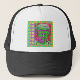 Boeddha-Pop met patchwork-grenzen in groen en rood Trucker Pet