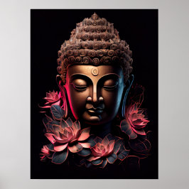Boeddha Portrait met Lotus | Art Poster