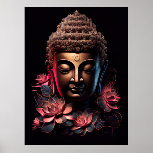 Boeddha Portrait met Lotus Art Poster