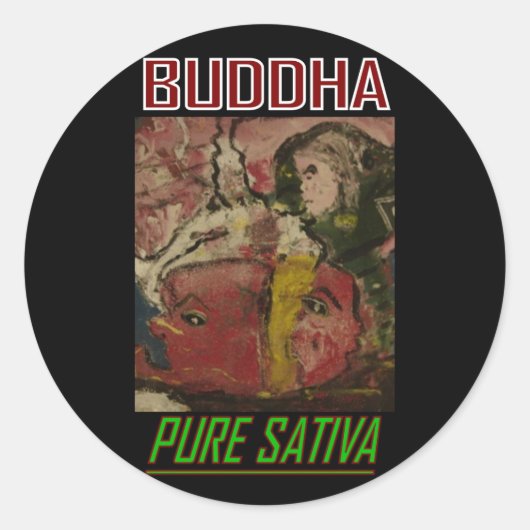 BOEDDHA PURE SATIVA RONDE STICKER (Voorkant)