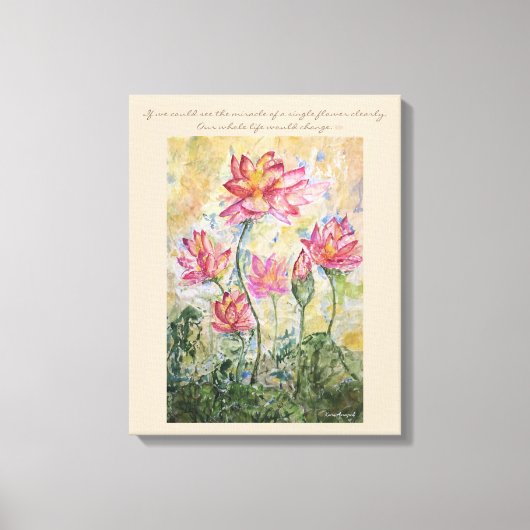 Boeddha Quote Lotus Waterverf Canvas Wandkunst Afdruk (Voorkant)