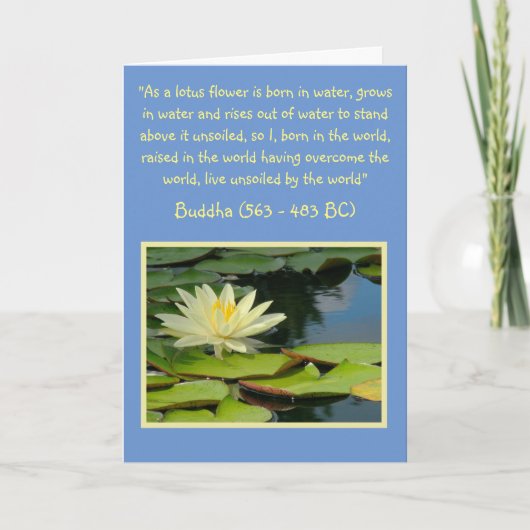 BOEDDHA QUOTE/MAANLICHT GEEL LOTUS BLOSSOM/BLANK KAART (Voorkant)