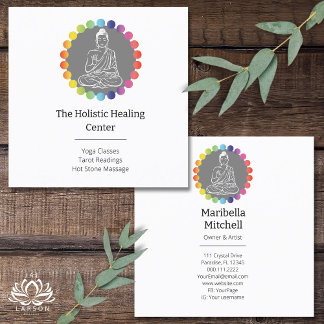 Boeddha Rainbow Chakra's Spiritueel Metafysisch Yo Vierkante Visitekaartje