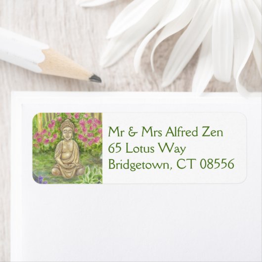 Boeddha retouradres label (Insitu)