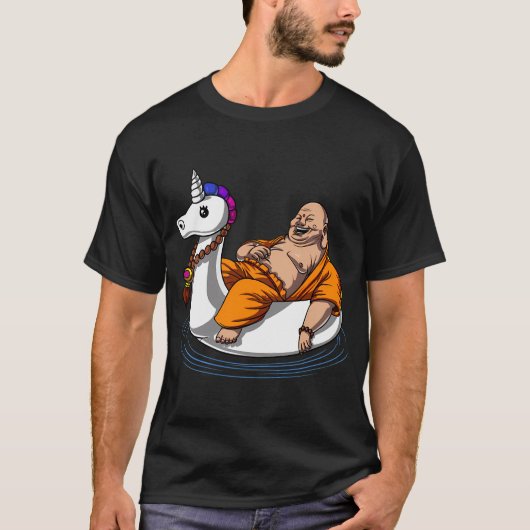 Boeddha rijdend op eenhoorn Float T-shirt (Voorkant)