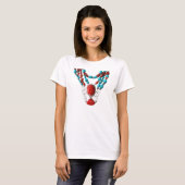 Boeddha rood koraal turquoise vrouwen Ketting T-sh T-shirt (Voorkant volledig)