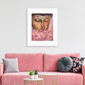 Boeddha Roze Lotus Waterverf Canvas 16x20 Afdruk (Insitu (Woonkamer))